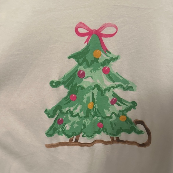 Kim Rogers Cream cotton Long Sleeve Shirt with Christmas Tree Holiday Design - Picture 3 of 3